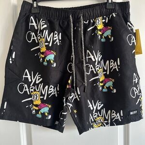 Bart Simpson “Aye Karumba” Neff brand swim trunks.